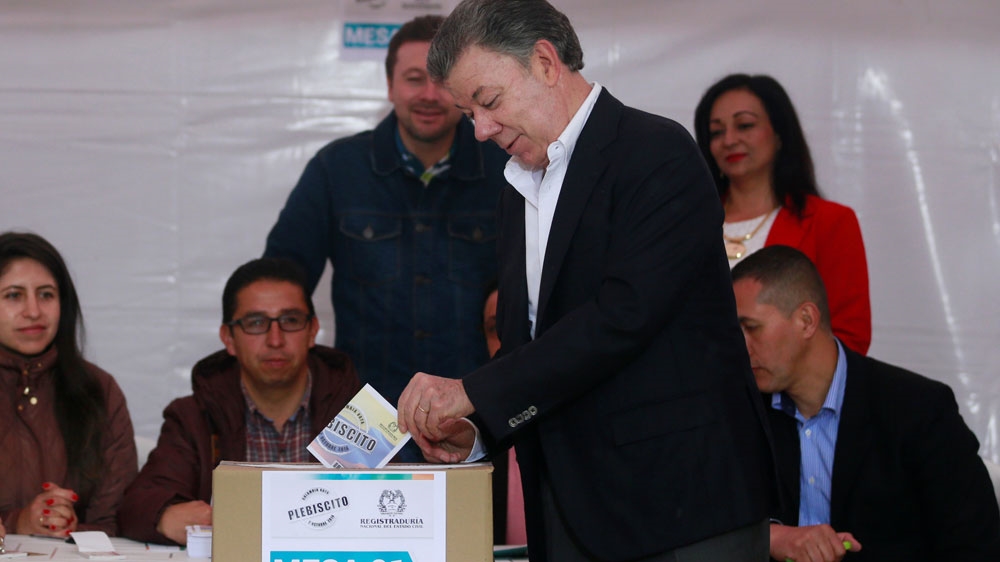 Colombia's President Juan Manuel Santos has been campaigning for the passage of peace deal [Reuters]
