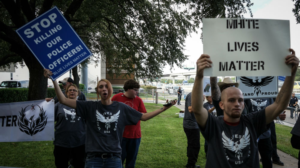 White Lives Matter movement at a protest in Houston [Patrick Strickland/Al Jazeera]