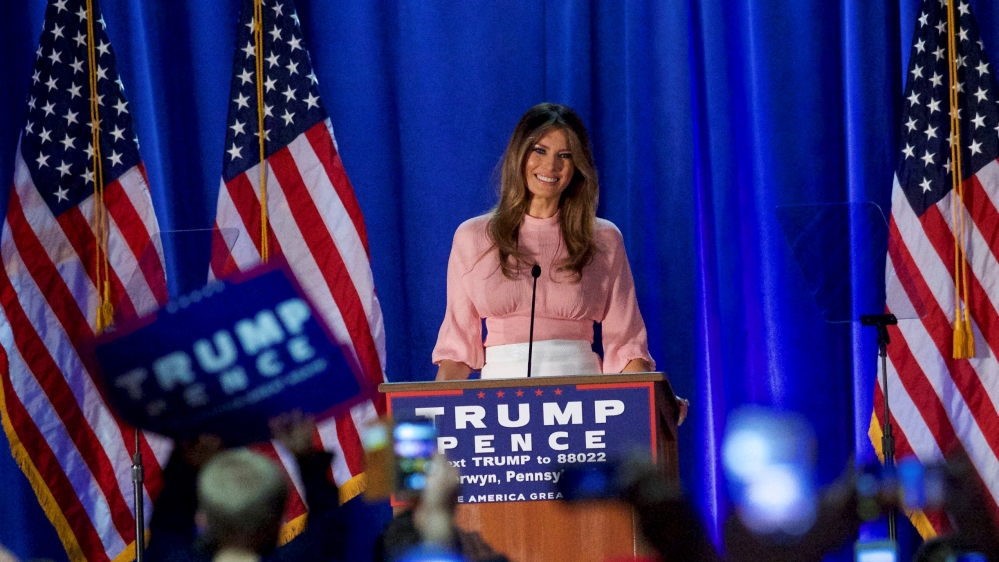 Melania Trump held her first campaign event in Berwyn, Pennsylvania on Thursday [Mark Makela/Reuters]