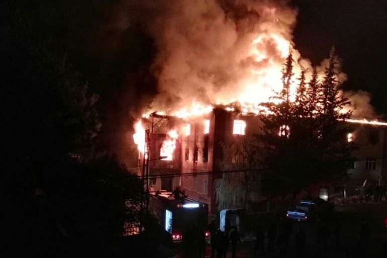 Fire in a dormitory in Turkey