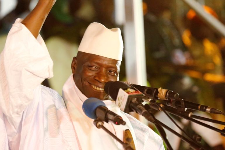 Gambia''s President Jammeh smiles during a rally in Banjul