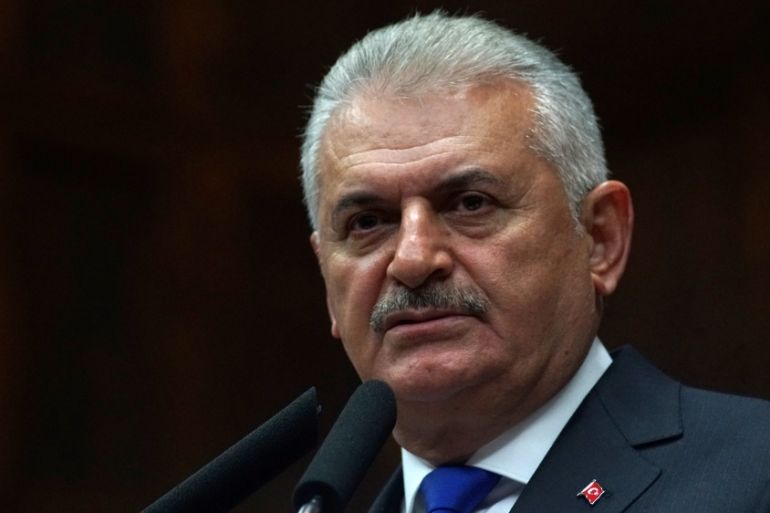 Turkey''s Prime Minister Binali Yildirim addresses members of parliament from his ruling AK Party during a meeting at the Turkish parliament in Ankara