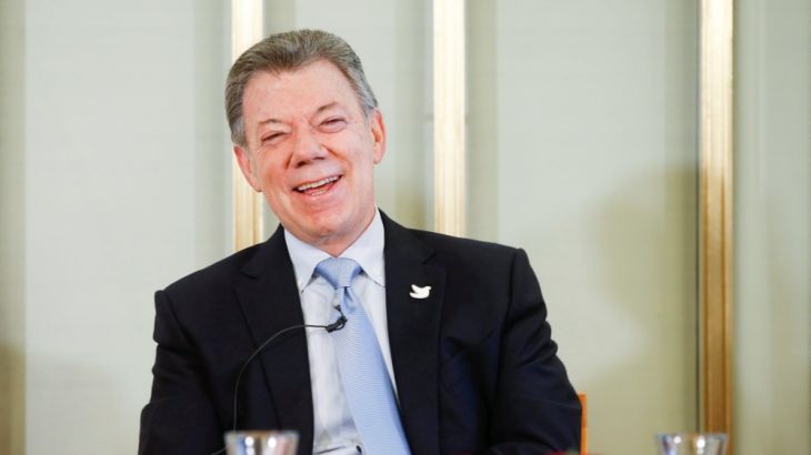 Nobel Peace Prize laureate Colombian President Juan Manuel Santos speaks during a news conference at the Norwegian Nobel Institute in Oslo