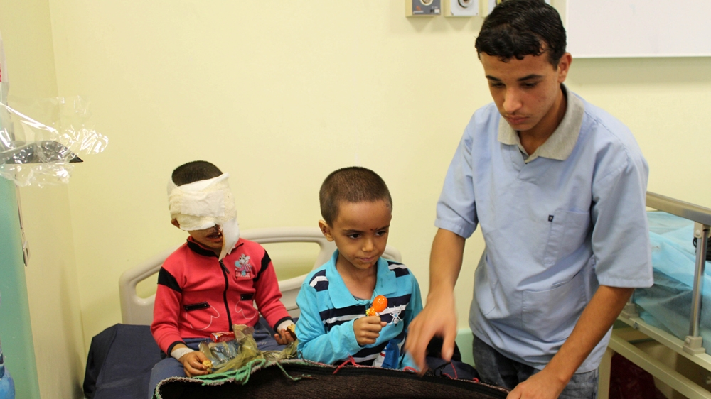 Children being treated for their injuries at a hospital in Misrata, north of Sirte [Reuters]