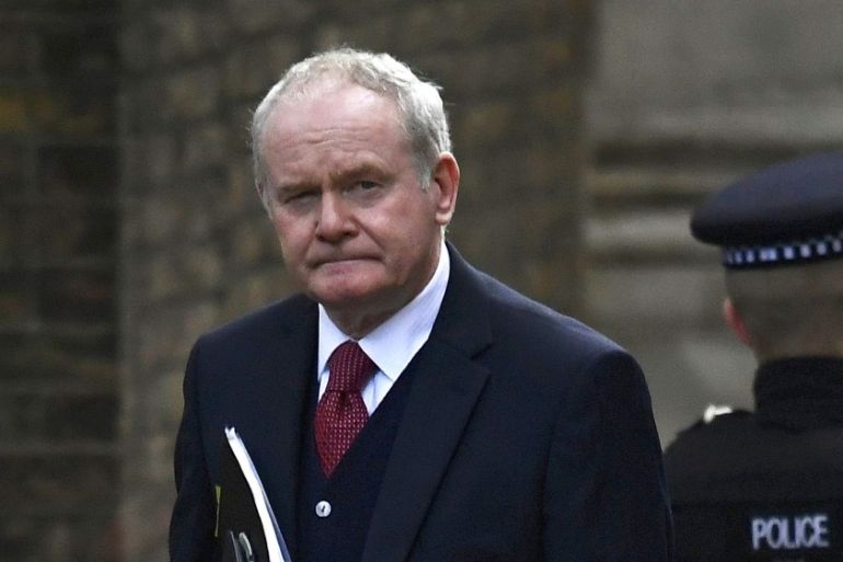 Martin McGuinness, deputy First Minister of Northern Ireland arrives at Downing Street in London