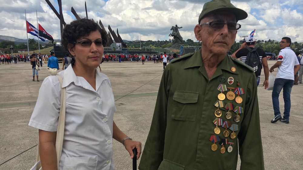 
'If there is one country that respects human rights it's Cuba,' said Oscar Paez, right, at Antonio Maceo Square, Santiago [Ed Augustin/Al Jazeera]
