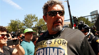 Chris Cox from the group 'Bikers for Trump' [Lucas Jackson/Reuters]