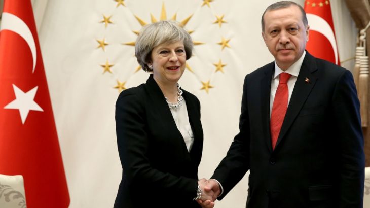 Turkish President Erdogan meets with Britain''s Prime Minister May at the Presidential Palace in Ankara