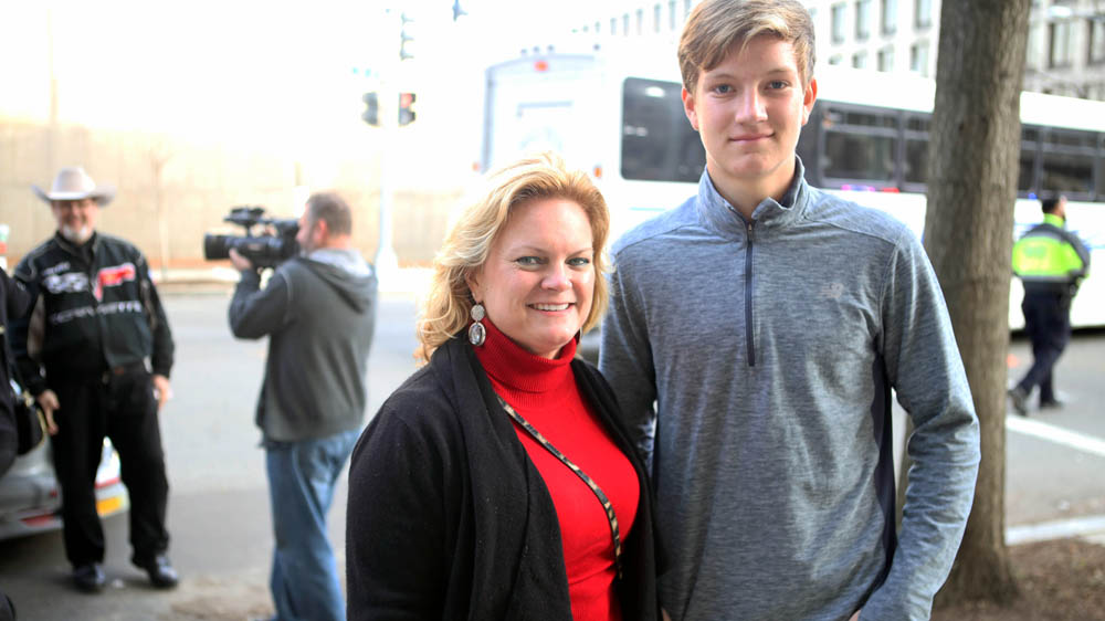 Shelly West Hodges and her son Lucius [Barbara McCarthy/Al Jazeera]