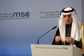 Saudi Arabia''s Foreign Minister Adel al-Jubeir delivers his speech during the 53rd Munich Security Conference in Munich