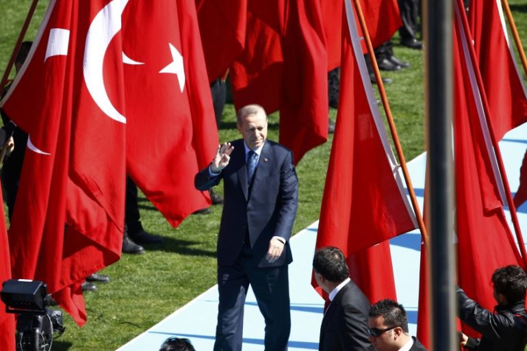 Turkish President Erdogan attends a ceremony marking the 102nd anniversary of Battle of Canakkale, also known as the Gallipoli Campaign, in Canakkale
