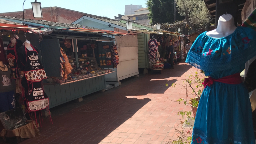 Olvera Street is a Mexican American cultural centre geared towards tourists. In the morning, stalls set up to sell their goods to visitors. [Al Jazeera]