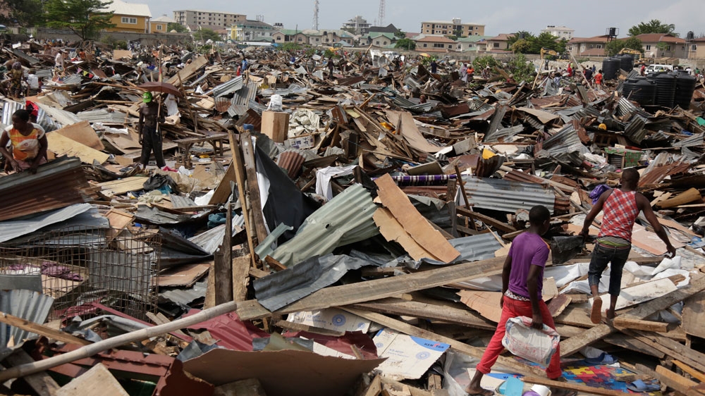 Rights groups said more than 4,700 people were displaced in March when Lagos police demolished many of the homes in Otodo-Gbame [Sunday Alamba/AP]