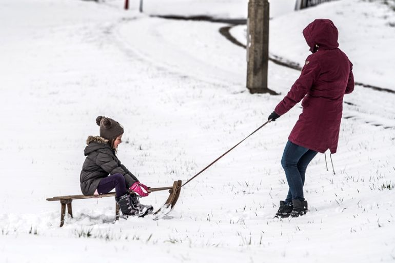 Cold wintry weather sweeps over central Europe