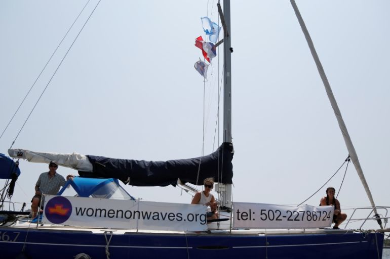 Members of Women on Waves, a Members of Women on Waves, a Dutch non-profit that provides abortion services beyond the territorial waters of countries where abortion is illegal