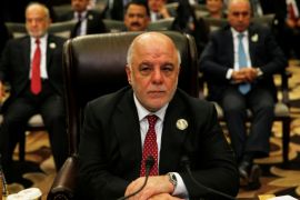 Iraq''s Prime Minister Haider al-Abadi attends the 28th Ordinary Summit of the Arab League at the Dead Sea, Jordan