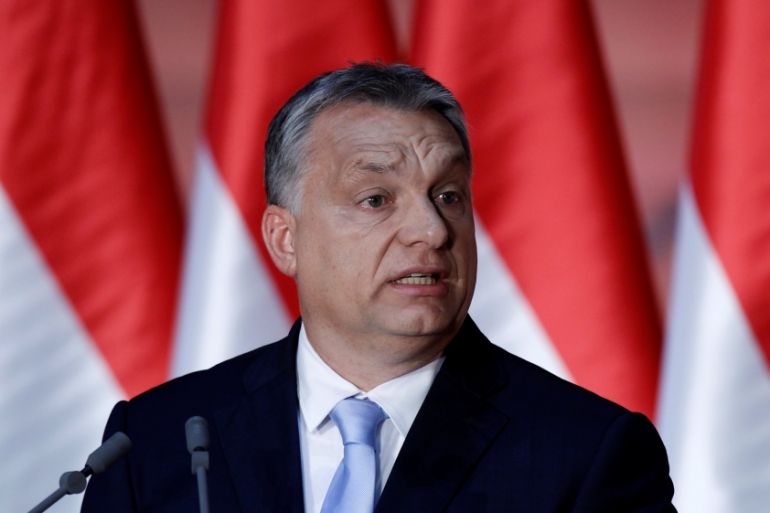 Hungarian Prime Minister Orban speaks at a campaign event concluding a national tour to "stand up for Hungary", a political strategy that antagonised the European Union and tested Hungary''s Western