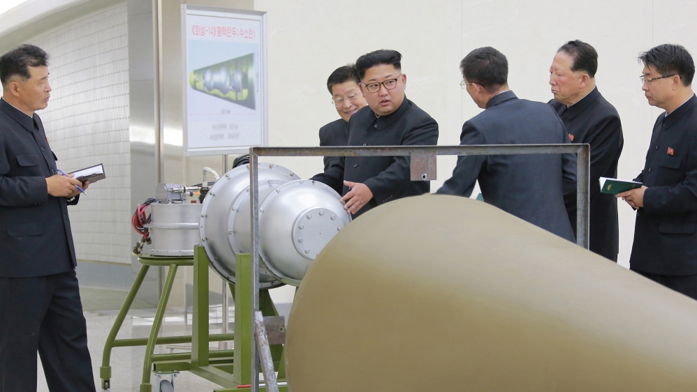 KCNA said Kim Jong-un inspected a hydrogen bomb that is to be loaded into a new ICBM [KCNA via Reuters] 
