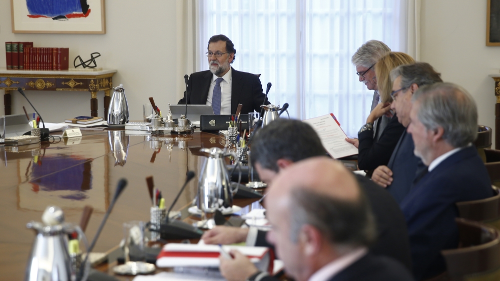 Rajoy chairs a cabinet meeting in Madrid on Friday [Diego Crespo/AFP/Getty Images]
