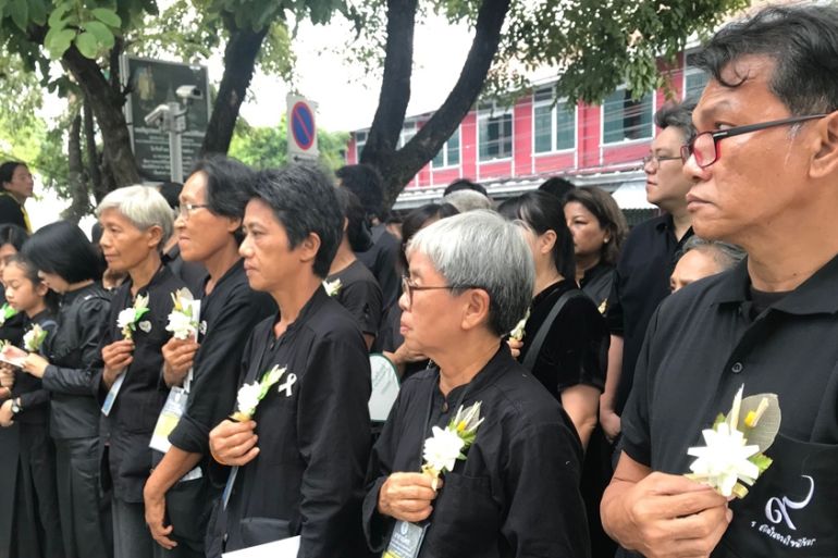 Mourners attend the funeral of late Thai King Bhumibol Adulyadej