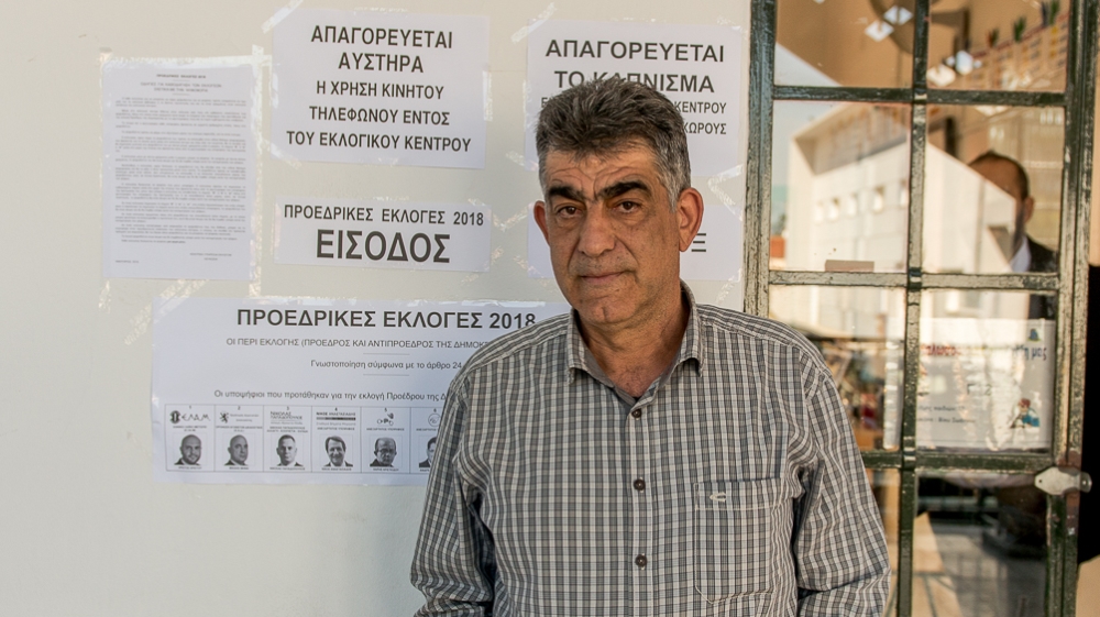 Giorgos, 52: 'The most important issue for me is the Cyprus problem, and then the economy' [Dimitris Sideridis/Al Jazeera]