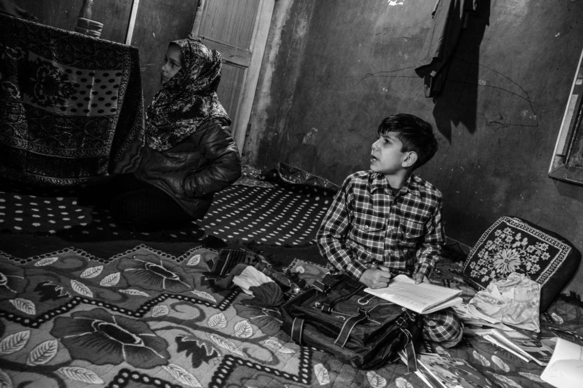 Sugra Sarjan and Aazaan Sarjan inside their house in village Reban in Shopian district. Sarjan Barkati was the known face among youth in 2016 agitation. The videos of his anti-India speeches went vira