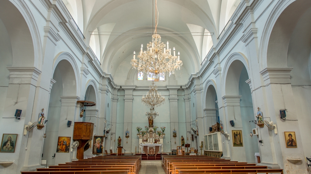 The interior of St George Cathedral in Kormakitis [Dimitris Sideridis/Al Jazeera]