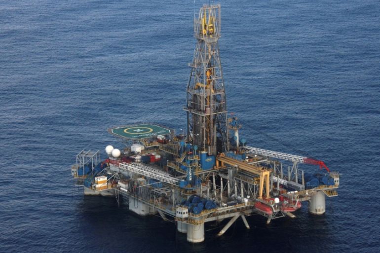 The Homer Ferrington gas drilling rigis seen during President Demetris Christofias'' visit in the east Mediterranean, Nicosia