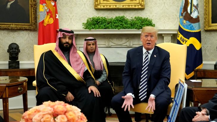 Trump welcomes Saudi Arabia''s Crown Prince Mohammed bin Salman in the Oval Office at the White House in Washington