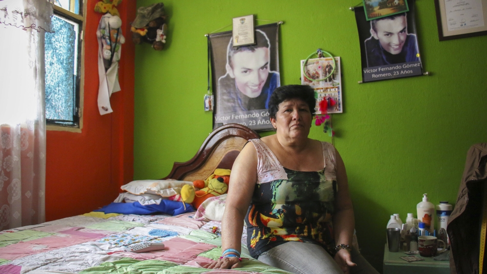 Carmenza Gomez's son, Victor, was killed by the Colombian military in 2008 [Christina Noriega/Al Jazeera] 