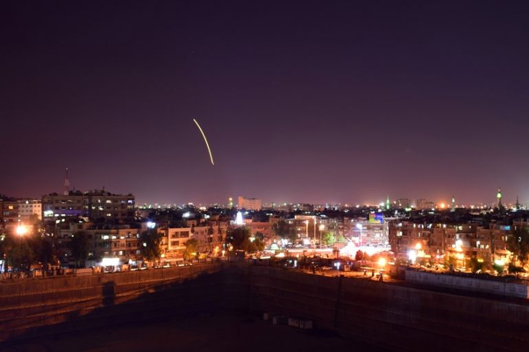 Syrian air defence responding to Israeli missiles
