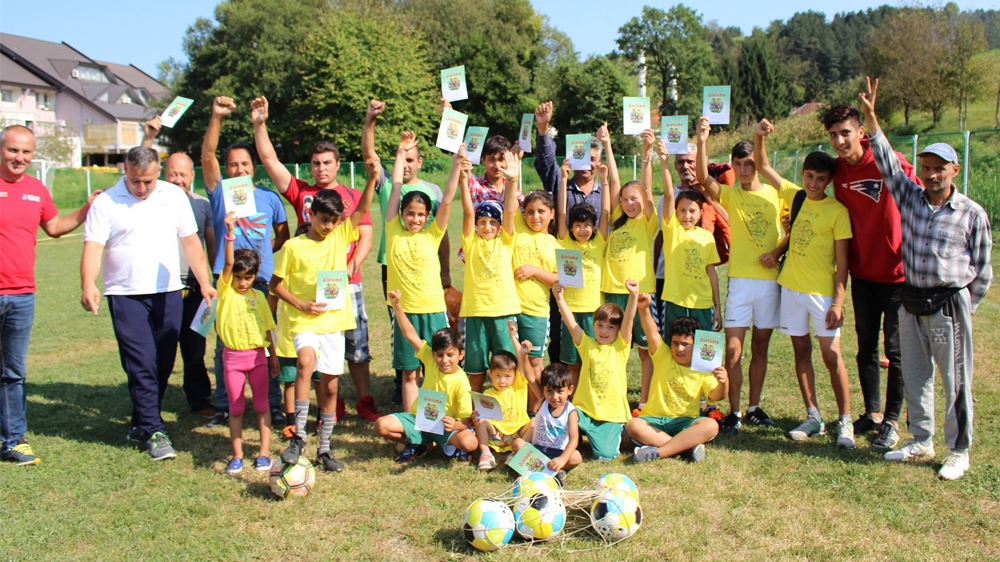 A local NGO invited migrant children to play with local kids in a three-day football camp in Western Bosnia in August [Photo by IOM Bosnia and Herzegovina]