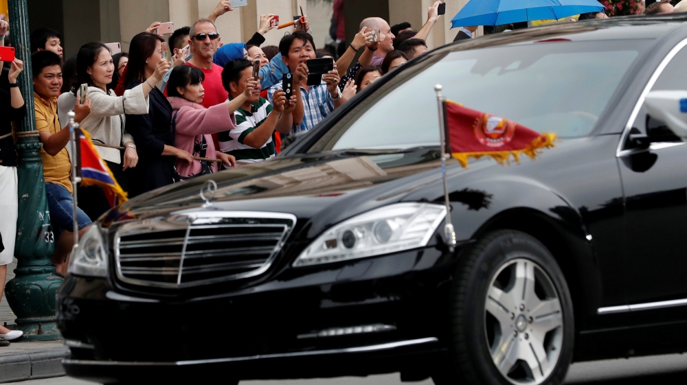 Kim's motorcade as it leaves the Metropole hotel after the summit [Kim Kyung-Hoon/Reuters]