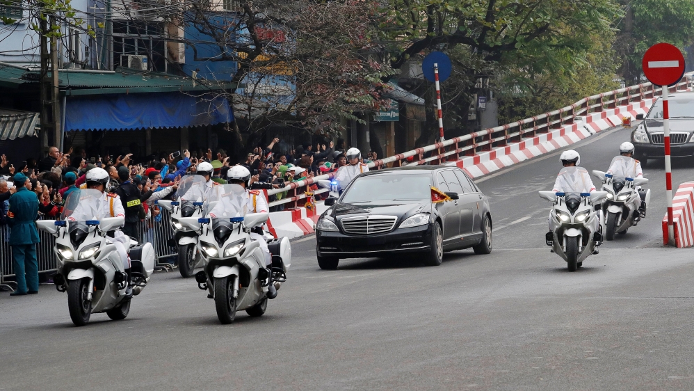 Kim's motorcade heading towards Melia Hotel [Kim Kyung-Hoon/Reuters]