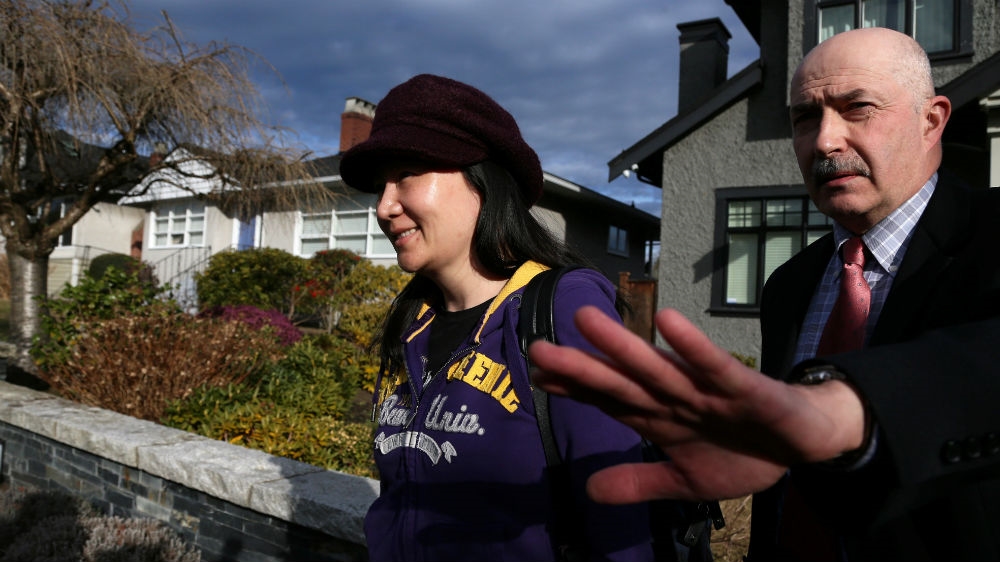 Huawei's Meng Wanzhou leaves her family home in Vancouver earlier this week [Ben Nelms/Reuters]