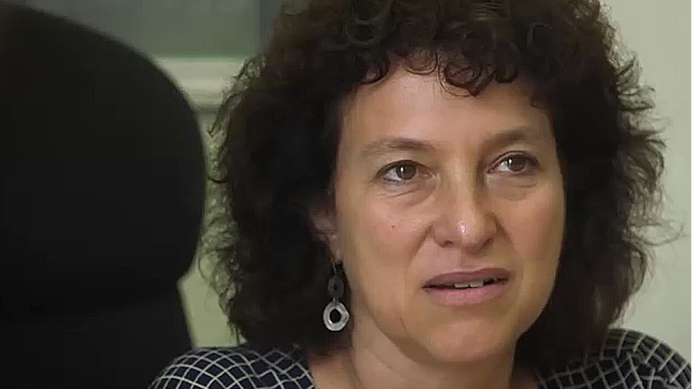 Laura Wharton in her Meretz office; Meretz is a left-leaning Israeli political party [Al Jazeera]