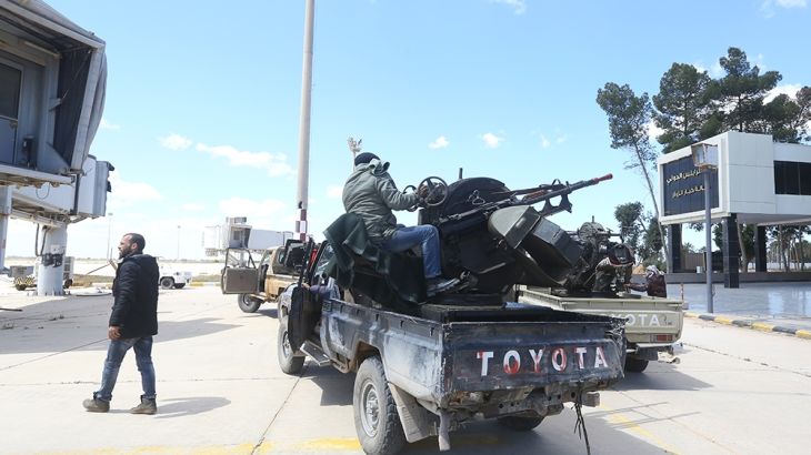 Forces loyal to the internationally recognised Libyan Government of National Accord (GNA) drive through Tripoli''s old airport on April 8, 2019. - Libyan strongman Khalifa Haftar''s forces are battling