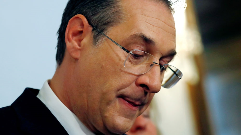 Heinz-Christian Strache resigned as vice chancellor on Saturday [Leonhard Foeger/Reuters]