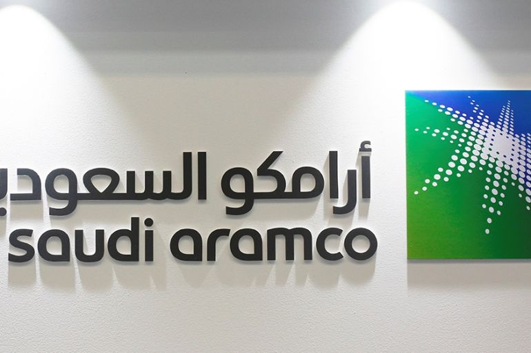 Logo of Saudi Aramco is seen at the 20th Middle East Oil & Gas Show and Conference (MOES 2017) in Manama, Bahrain, March 7, 2017. REUTERS/Hamad I Mohammed/File Photo