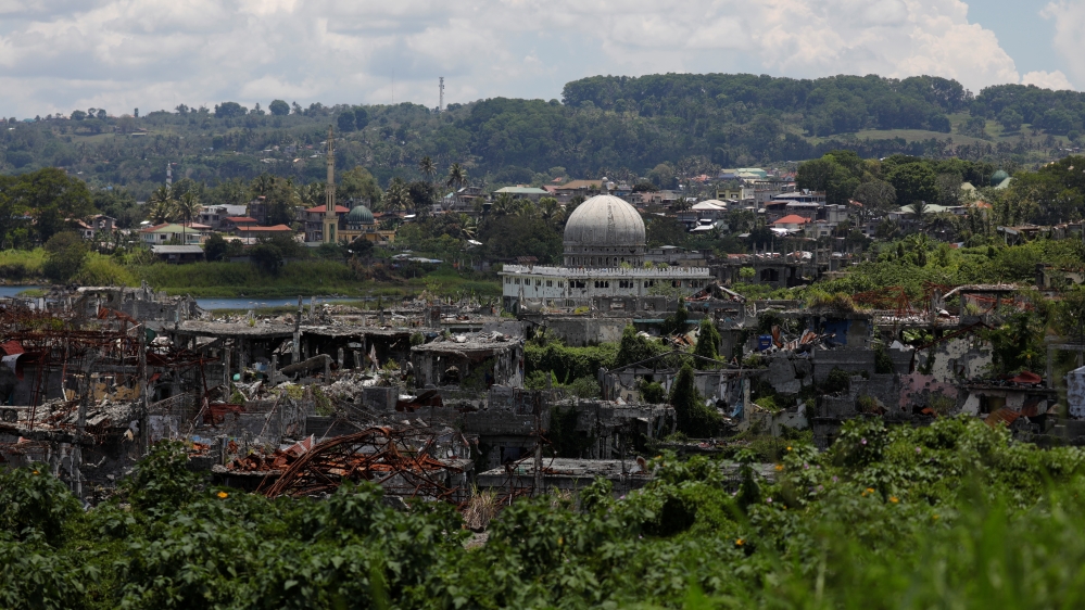 Dilapidated buildings are seen in the most affected war-torn area of Marawi City