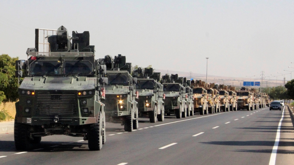 A Turkish miltary convoy is pictured in Kilis near the Turkish-Syrian border, Turkey, October 9, 2019