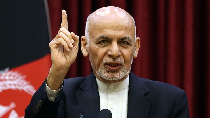 Afghan President Ashraf Ghani speaks during a news conference in presidential palace in Kabul, Afghanistan, Sunday, March, 1, 2020. Afghan President Ashraf Ghani said Sunday he won’t be releasing the
