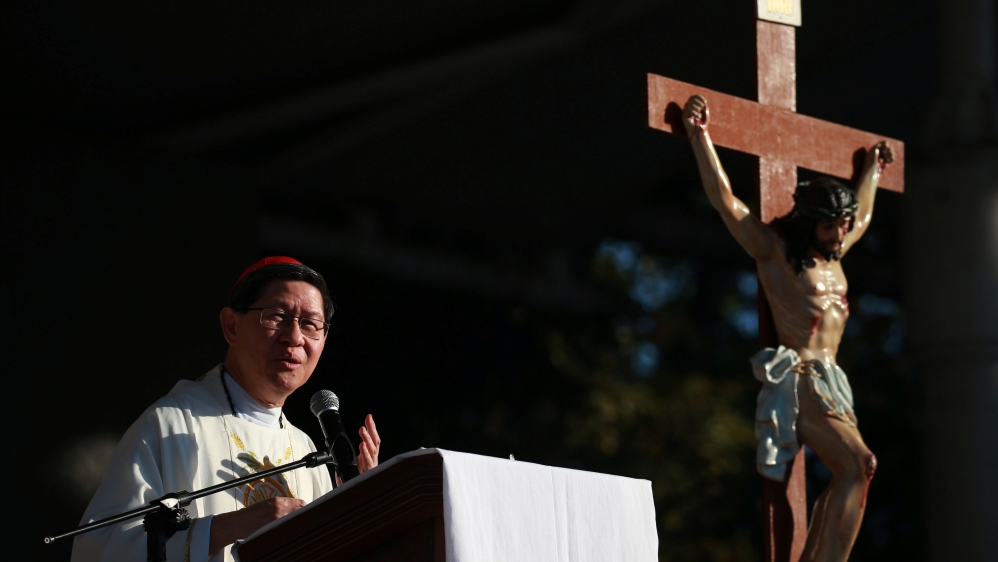Archbishop of Manila Luis Antonio Cardinal Tagle celebrate mass at a solidarity campaign against human rights abuses