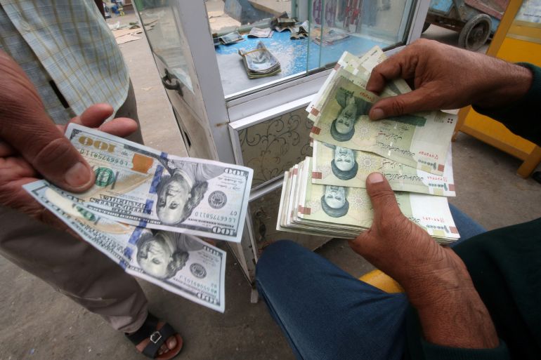 Iranian rials, U.S. dollars