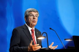 IOC President Thomas Bach was forced to scrap a visit to Tokyo this week due to virus restrictions [File: Richard Juilliart / UEFA Handout / AFP]