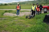 A crew performs a ground-penetrating radar search of a field, where the Cowessess First Nation said they had found 751 unmarked graves, near the former Marieval Indian Residential School in Grayson, Saskatchewan, Canada [Federation of Sovereign Indigenous Nations/Handout via Reuters]