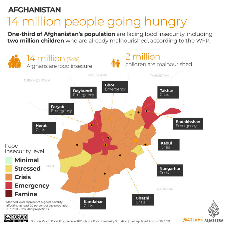 One-third of Afghanistan’s population are facing food insecurity including two million children who are already malnourished, according to the World Food Programme.