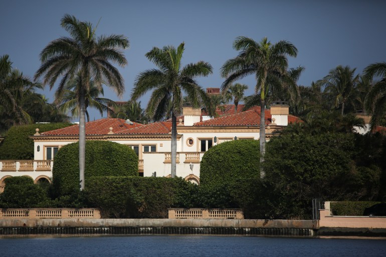 Former US President Donald Trump's Mar-a-Lago resort is seen in Palm Beach, Florida, US