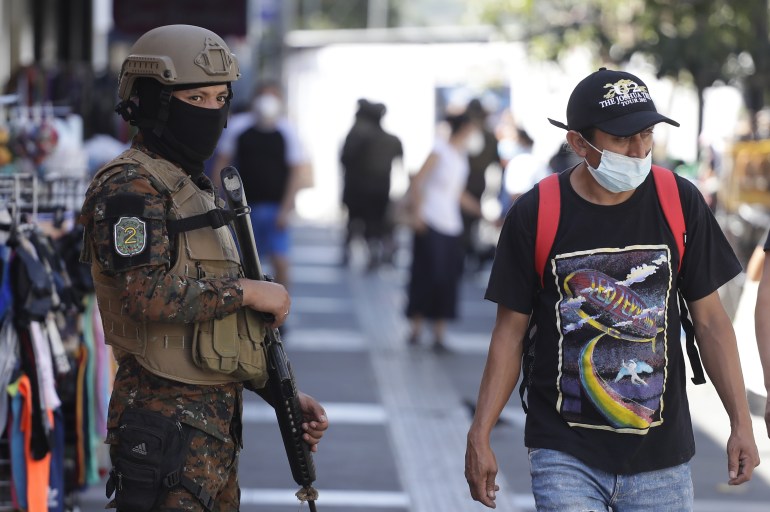 authorities patrol in San Salvador