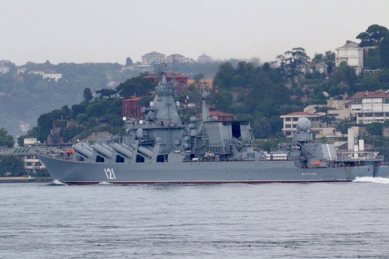 The Russian Navy's guided missile cruiser Moskva 